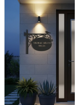 Grandmix Kişiye Özel Isim Yazılı Metal Kapı Tabelası Yeni Ev Hediyesi Dekoratif Bahçe Levhası