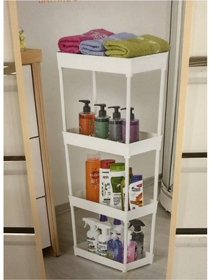 Feyza Design 4 Katlı Beyaz Plastik Çok Amaçlı Sebzelik ve Mutfak Düzenleyici