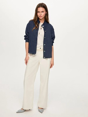 Faik Sönmez Özel Düğme Detaylı Dik Yaka Astarsız Pamuklu Ceket S26CKT044