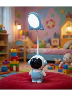 Zeynes Home Özel Astronot Tasarım Çocuk Gece / Okuma / Dekoratif Masa Lambası