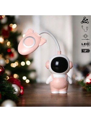 Zeynes Home Özel Astronot Tasarım Çocuk Gece / Okuma / Dekoratif Masa Lambası