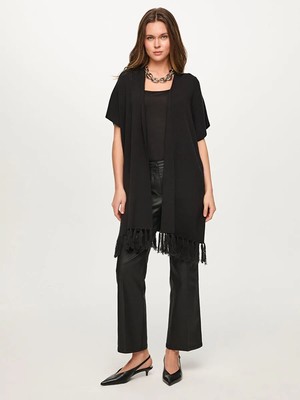 Faik Sönmez Eteği Püsküllü Triko Yelek Hırka S26TRH009