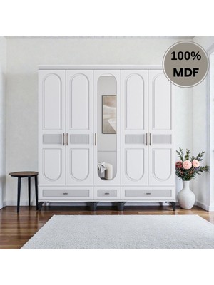Slope 5 Kapaklı Mdf Ayaklı Tasarım Country Gardırop