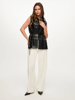 Faik Sönmez Parçalı Deri Yelek S26DRY002