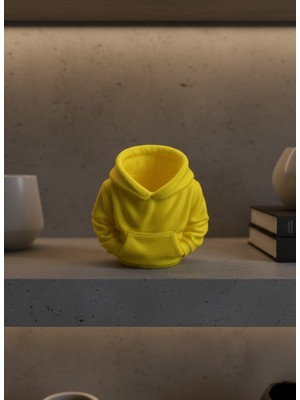 Aesco Sarı Hoodie Kalemlik 10X10 cm Masa Üstü Düzenleyici