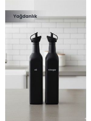 Orvila 2'li Cam Yağdanlık 500 ml Siyah Sirkelik Sıvıyağ Zeytinyağı Şişesi Yağlık