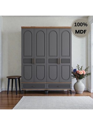 Comiet Slope 4 Kapak Mdfayaklı Tasarım Country Gardırop