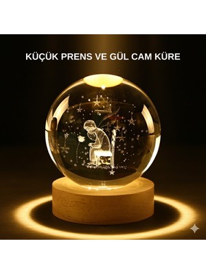 Aesco Küçük Prens Işıklı Küre Lamba Ahşap Taban Büyük Boy Hediyelik