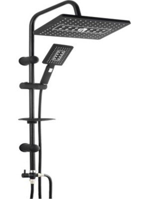 Aesco Lüks Robot Duş Seti Mat Siyah Dikdörtgen | Çok Fonksiyonlu Yağmur Robot Duş Sistemi Siyah ( Lisinya )