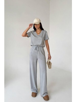 Aksesuarista.co Gri V Yaka Eşofman Takımı