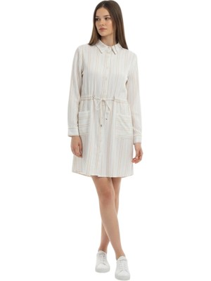 Batik Kadın Gömlek Yakabel Lastik Ayarlı Diz Üstü Elbise