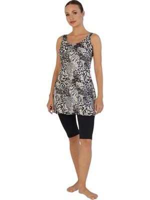 Estiva Dijital Baskı Likralı Askılı Taytlı Elbise Mayo