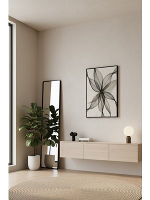 Safir Design Modern Line Art Soyut Çiçek Desenli Çerçeveli Tablosu