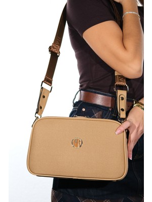 Luvi George Koyu Bej Kadın Çapraz Çanta