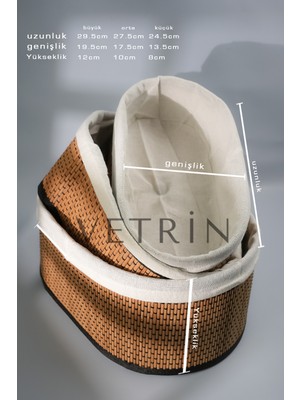 Feyza Design 3'lü Oval Hasır Ekmeklik Sepet Takımı, Şık ve Kullanışlı Set