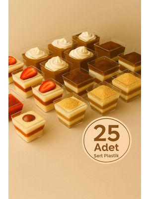25 Adet 200 cc Sert Plastik Kübik Kase – Şeffaf, Dayanıklı ve Pratik