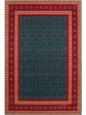 Cool Halı Mardin Gece Mavisi Kırmızı Anadolu Desen % 100 Doğal Iplik El Dokuma Salon Oturma Odası Halı