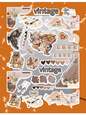 Hediyene Bak Vintager Seri 5 Sticker Seti | Laptop Ajanda Notebook Tablet Telefon Defter Etiket Bullet Journal