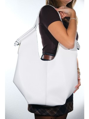 Luvi Santana Beyaz Kadın Salaş Omuz Çantası