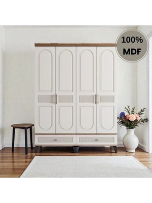 Comiet Slope 4 Kapak Mdf ayaklı Tasarım Country Gardırop