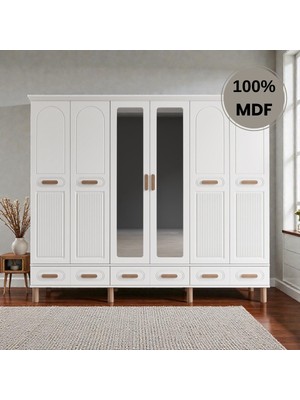 Flances Pera 6 Kapaklı Çekmeceli Mdf Gardırop