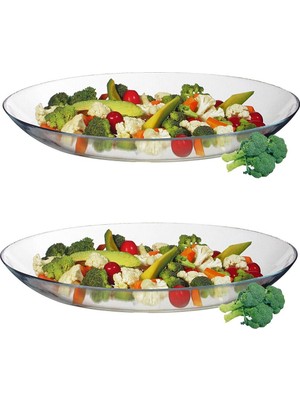 Paşabahçe 2'li Oval Servis Kayık Tabak 25 Cm Cam Malzeme ve Şık Desen ile Mükemmel Sunum