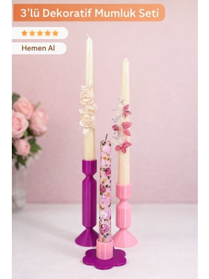 Romantik & Modern Üçlü Şamdan Seti