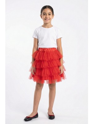 Kinderos Beli Lastikli Katlı Kız Çocuk Tütü Etek - 26Y 1620