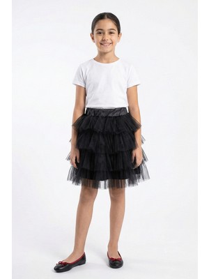 Kinderos Beli Lastikli Katlı Kız Çocuk Tütü Etek - 26Y 1620