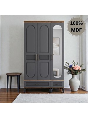 Comiet Slope 3 Kapaklı Mdf Ayaklı Tasarım Country Gardırop