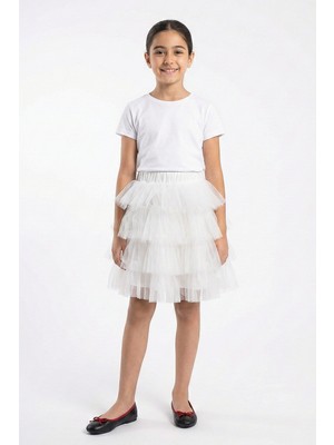 Kinderos Beli Lastikli Katlı Kız Çocuk Tütü Etek - 26Y 1620