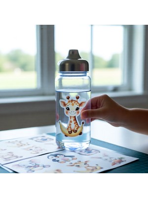 Tişört Kodu Sevimli Hayvanlar Sticker Seti – 2 Sayfa (12 Adet) | Suya Dayanıklı Vinil