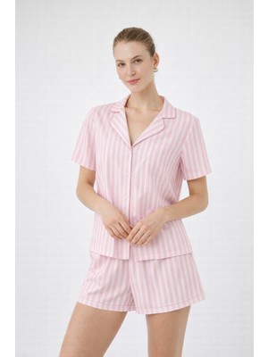 Hakke Victoria Desen Düğmeli Şort Pijama Takımı
