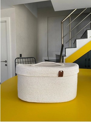 Feyza Design Büyük Boy Beyaz Kapaklı Dekoratif Saklama Kutusu, Şık ve Kullanışlı