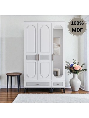 Slope 3 Kapaklı Mdf Ayaklı Tasarım Country Gardırop