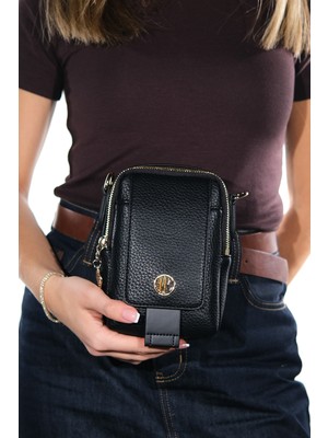 Luvi Belena Siyah Floter Kadın Çapraz Çanta