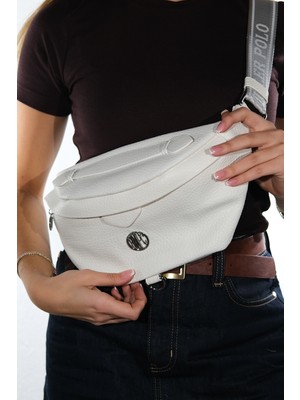 Luvi Cuir Beyaz Floter Kadın Bel Çantası