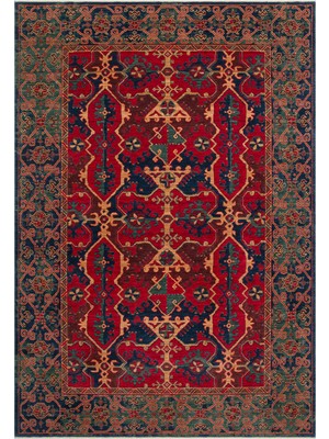 Cool Halı Mardin Kırmızı Anadolu Desenli Yumuşak Parlak % 100 Natural Iplik Yünlü El Dokuması Salon Halısı