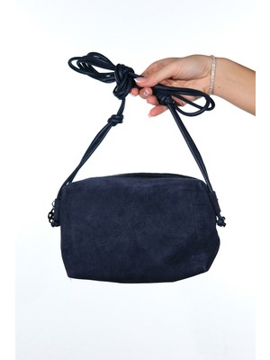 Luvi Selsey Lacivert Süet Hakiki Deri Kadın Çapraz Çanta