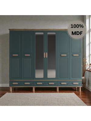 Flances Pera 6 Kapaklı Çekmeceli Mdf Gardırop