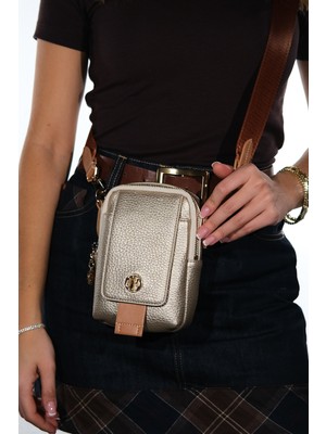 Luvi Belena Altın Floter Kadın Çapraz Çanta