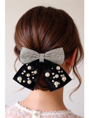 Incili ve Taşlı Otomat Toka Siyah