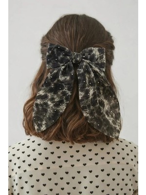 Katia & Bony Leopar Desenli Fiyonk Otomat Toka Siyah