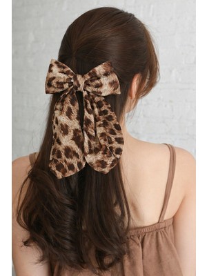 Katia & Bony Leopar Desenli Fiyonk Otomat Toka Koyu Kahverengi