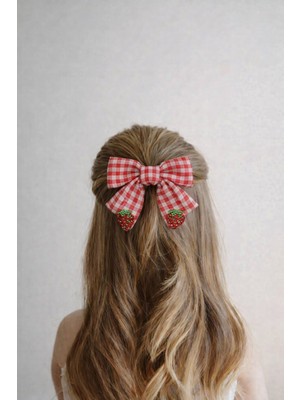 Katia & Bony Çilek Aksesuarlı Pötikareli Fiyonk Otomat Toka Kırmızı