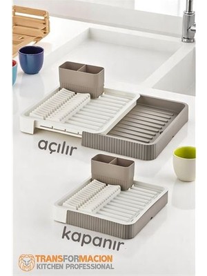 Sb Shopping Turk Açılır-Kapanır Bulaşıklık - Bulaşık Durulama Sepeti Tabaklık Bulaşık Kurutmalık Latte