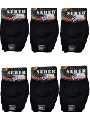 6 Lı Paket Seher Yıldızı Pamuklu Penye Düğmeli Erkek Boxer 0008