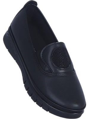 Alens A8 Cilt Siyah Kadın Günlük Babet Ayakkabı