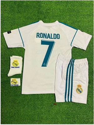 Portego R. Madridd 2018 Kiev Şampiyonlar Ligi Cristiano Ronaldo Çocuk Forması 4'lü (Armalı Set)