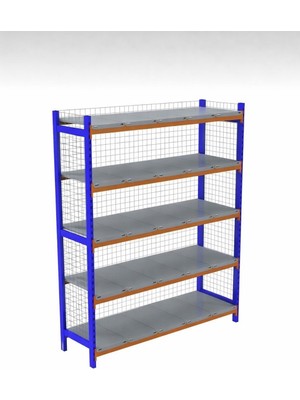 Alanraf 5 Katlı Depo Rafı Tel Kafesli 50X150X200 cm Hafif Rack Raf 300-350 kg Taşıma Kapasiteli